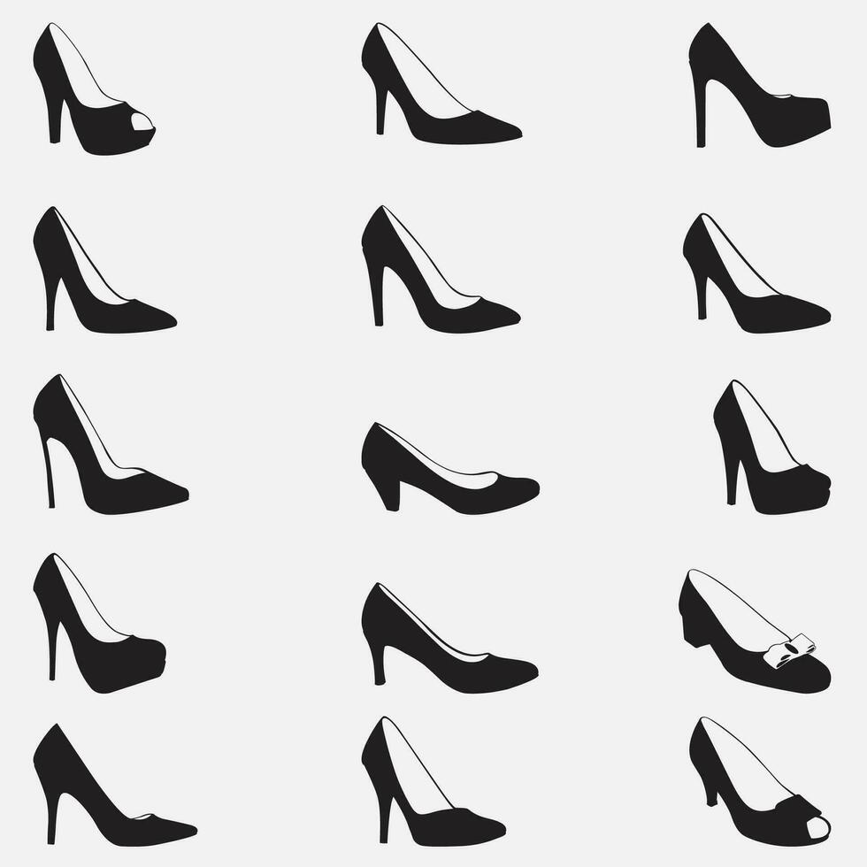 vrouw schoenen silhouetten vector