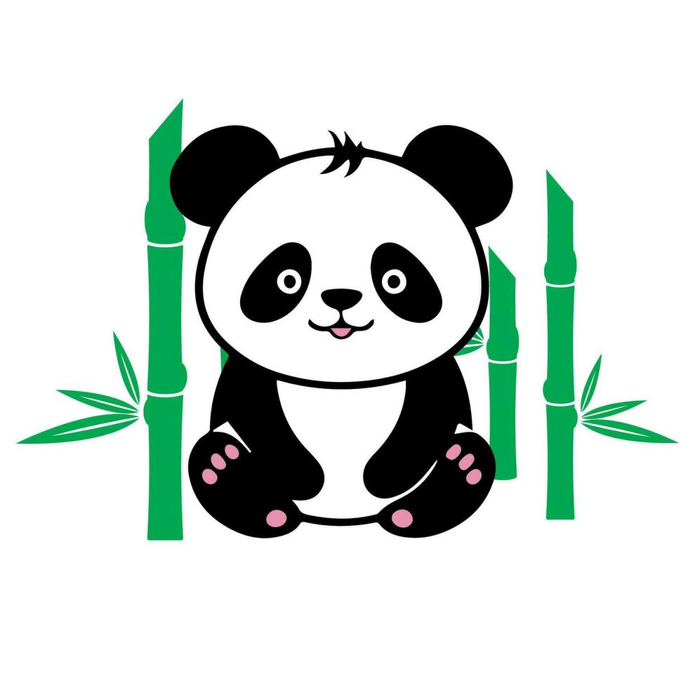 schattig panda in bamboe vector