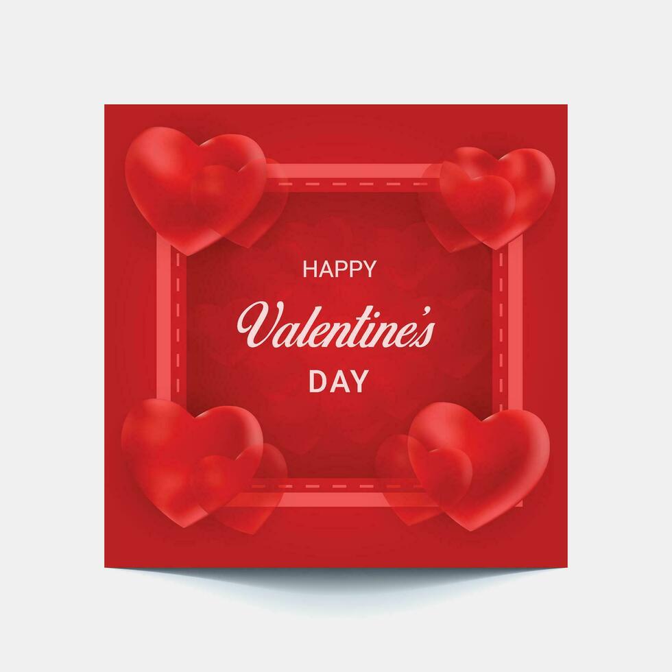 Valentijnsdag dag 2024 sociaal media na, Valentijnsdag dag banier sjabloon, liefde hart papier kunst groet kaart , geschikt voor website of sociaal media post en afzet materiaal vector
