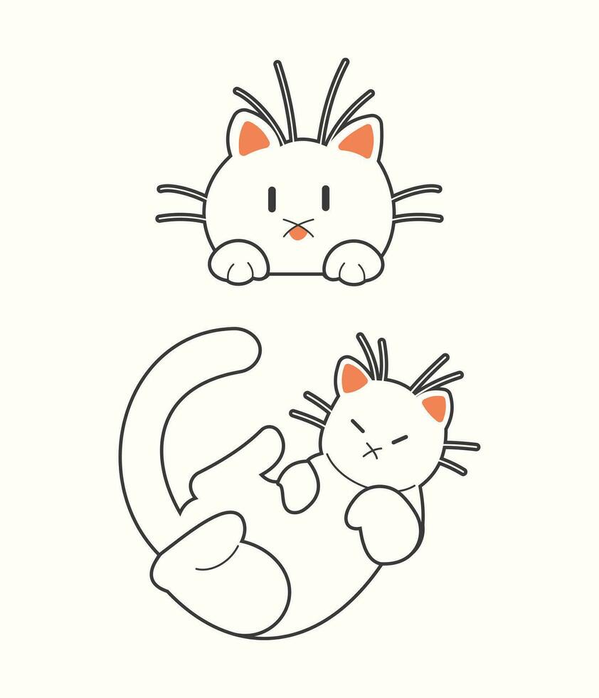 schattig kat vector icoon kunst. gemakkelijk tekenfilm tekening kat icoon kunsten