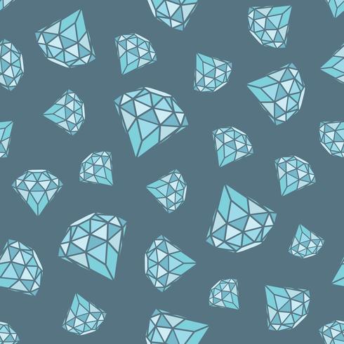 Naadloos patroon van geometrische blauwe diamanten op grijze achtergrond. Trendy hipster kristallen ontwerp. vector