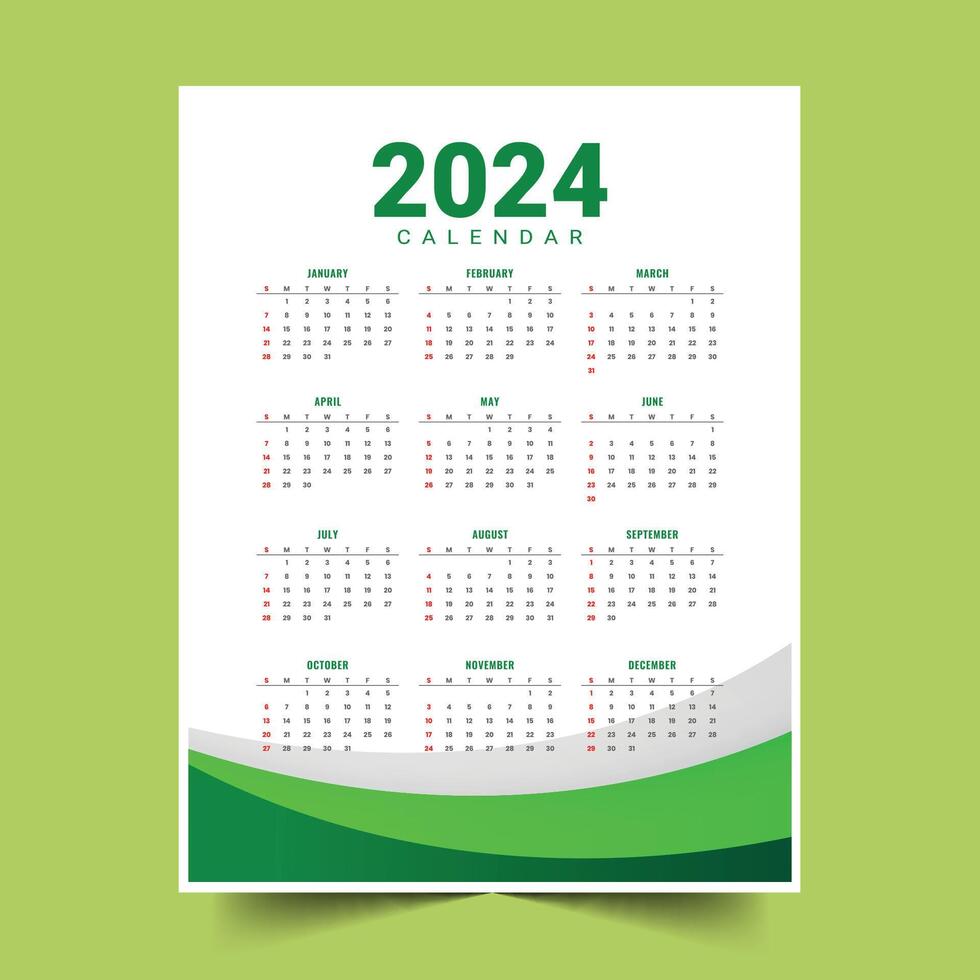 wit en blauw 2024 maandelijks schema kalender lay-out een afdrukbare ontwerp vector