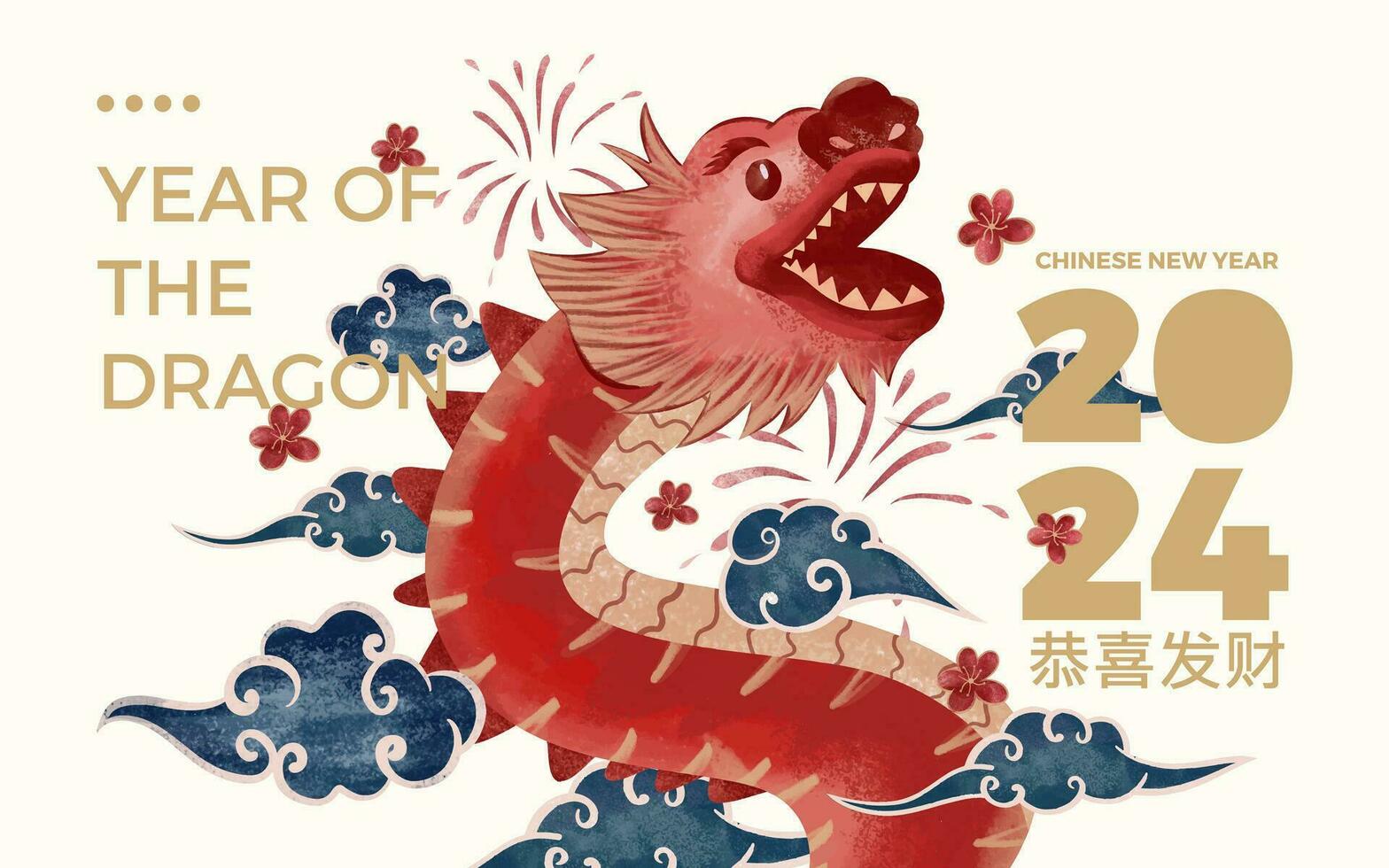 vieren Chinese nieuw jaar. jaar van de draak vector illustratie voor banier poster of achtergrond