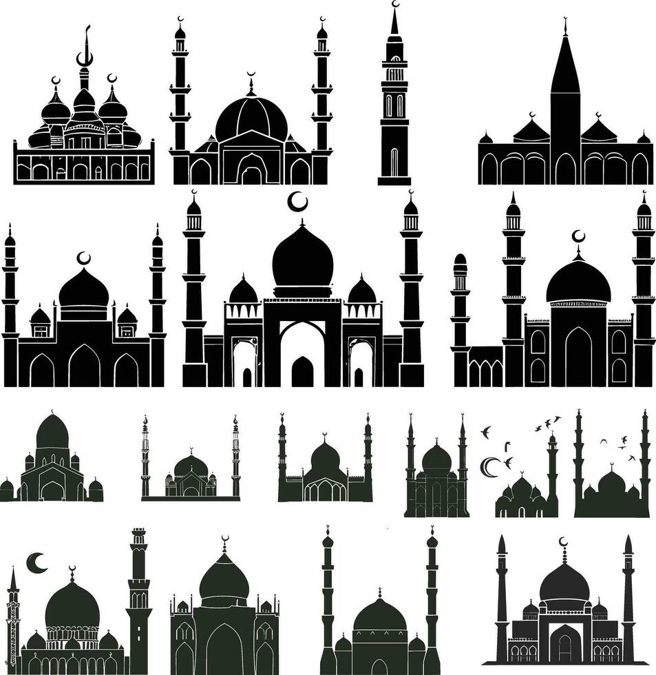 reeks van moskee vector illustratie