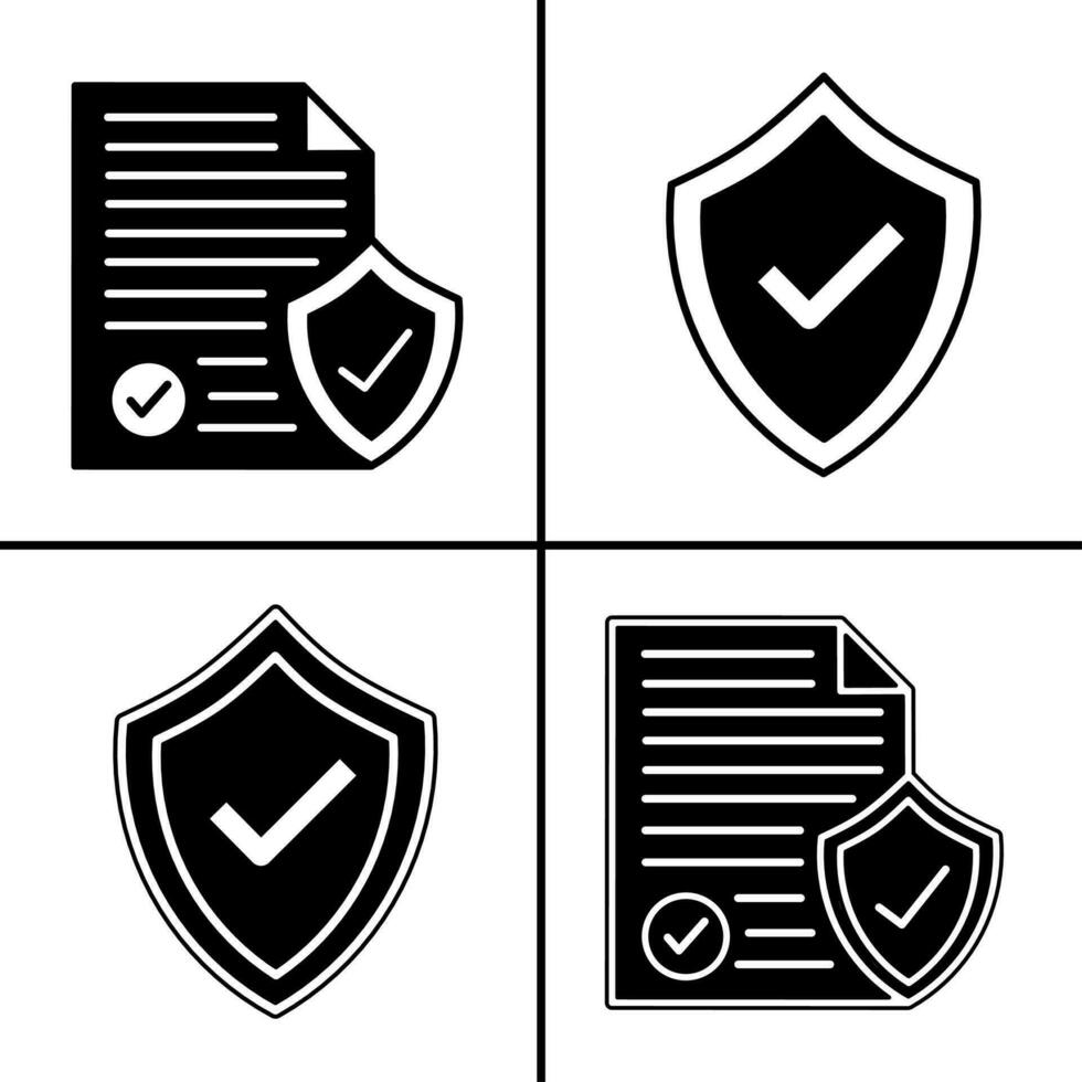 vector zwart en wit illustratie van verzekering icoon voor bedrijf. voorraad vector ontwerp.