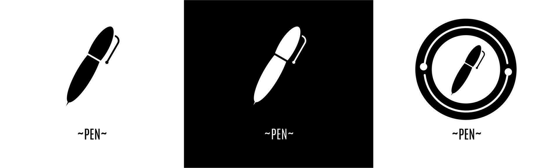 pen logo set. verzameling van zwart en wit logo's. voorraad vector. vector