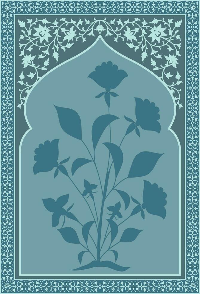 traditioneel Indisch bloem motief. mughal hand- getrokken, mughal muur schilderijen. wijnoogst Indisch volk bloem. botanisch bloemen etnisch motief. traditioneel oosters bloem motief ontwerp. vector