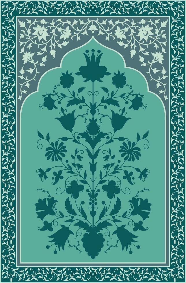 digitaal bloem textiel ontwerp, digitaal afdrukken. botanisch bloemen etnisch motief. mughal hand- getrokken, mughal muur schilderijen. wijnoogst Indisch volk bloem schilderij kunst prints muur afbeeldingen decor. vector