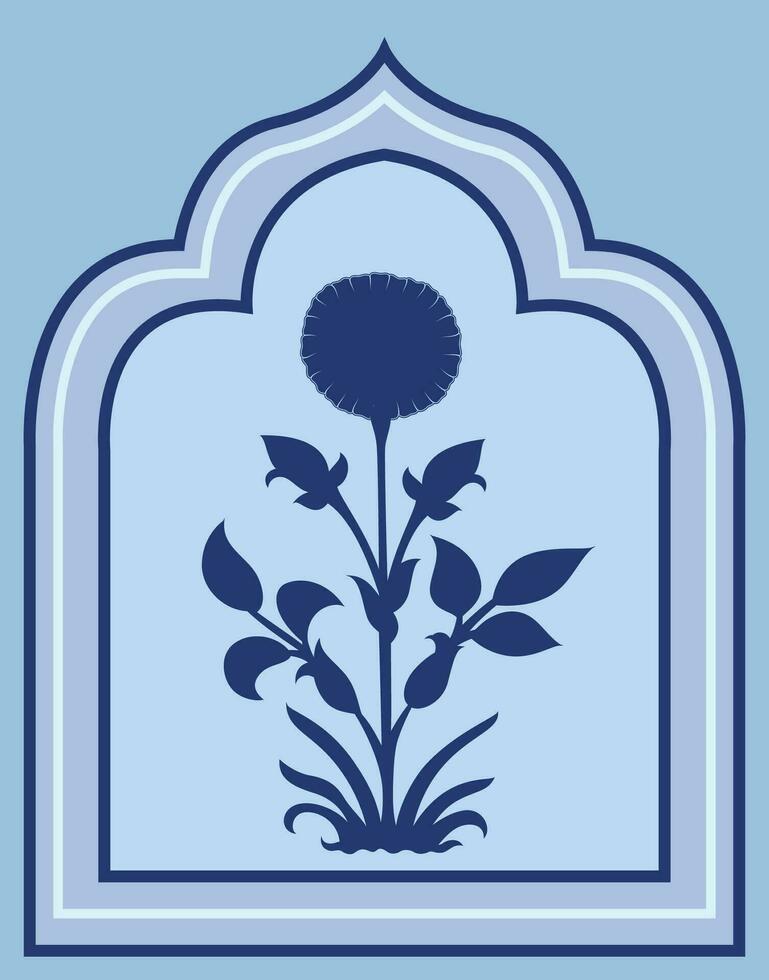 mughal silhouet illustratie voor muur schilderen. bloemen, etnisch, kleurrijk kleding stof afdrukken. textiel illustratie, mode, afdrukken, behang, en decoratie. etnisch motieven voor textiel afdrukken. vector