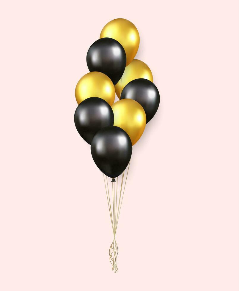 3d realistisch kleurrijk gelukkig verjaardag ballonnen vliegend voor partij en vieringen vector