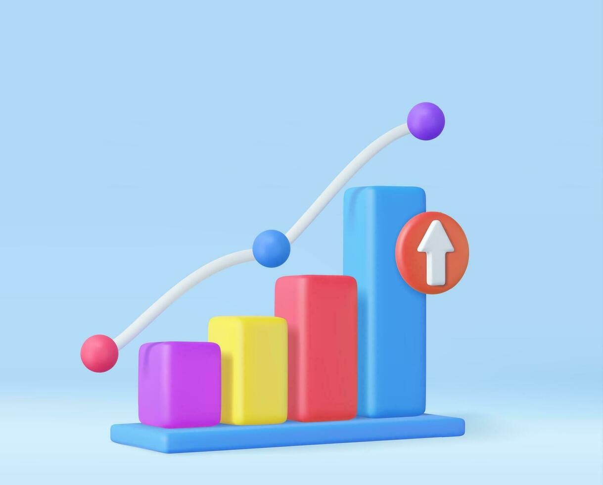 3d bedrijf bar diagram strategie concept vector