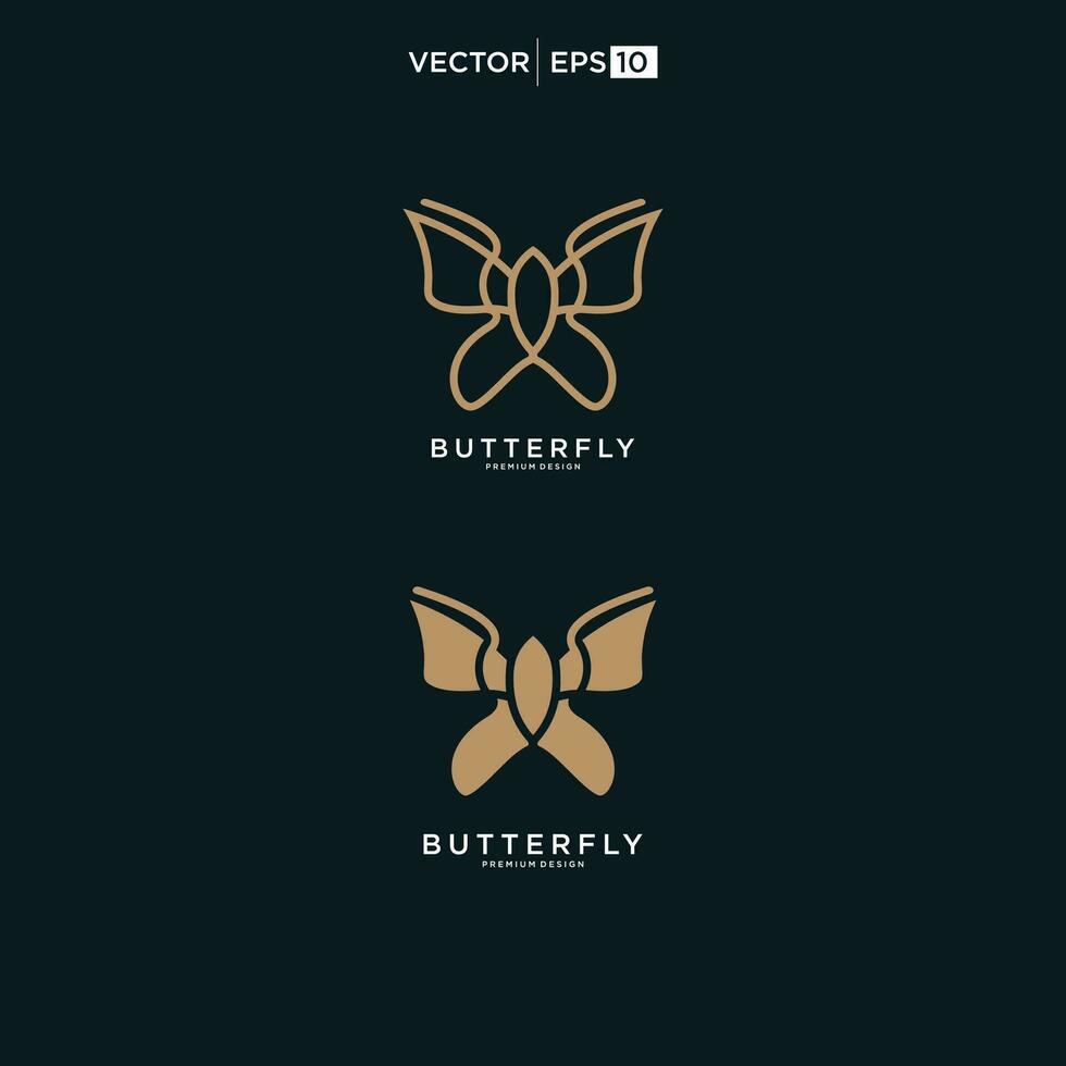 vlinder logo. luxe lijn logotype ontwerp. universeel premie vlinder symbool vector
