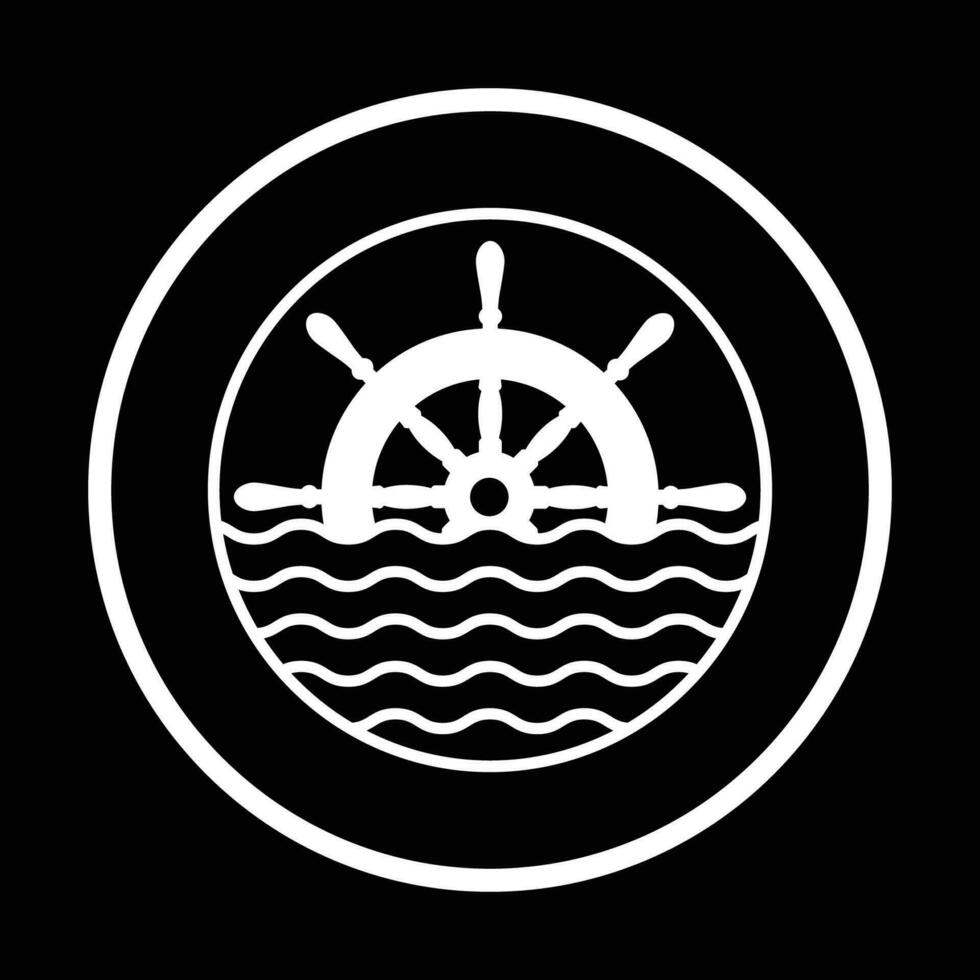 schip stuurinrichting wiel logo sjabloon vector
