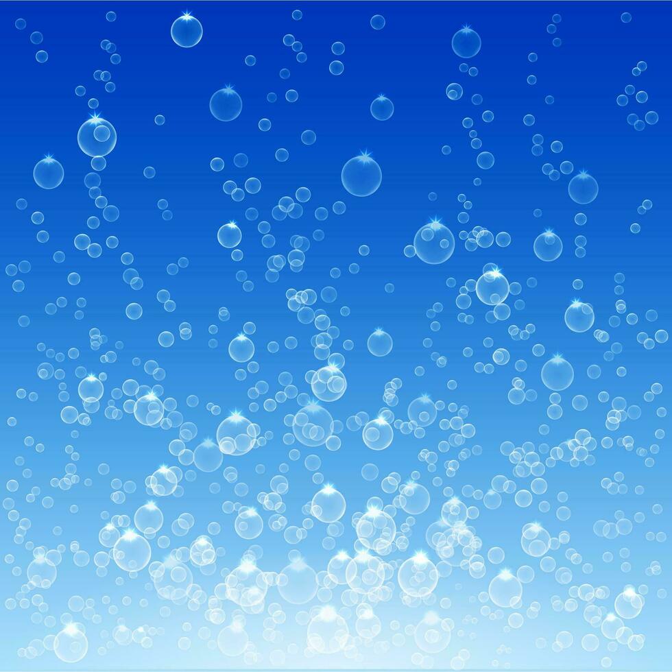 bubbels in water Aan blauw achtergrond vector