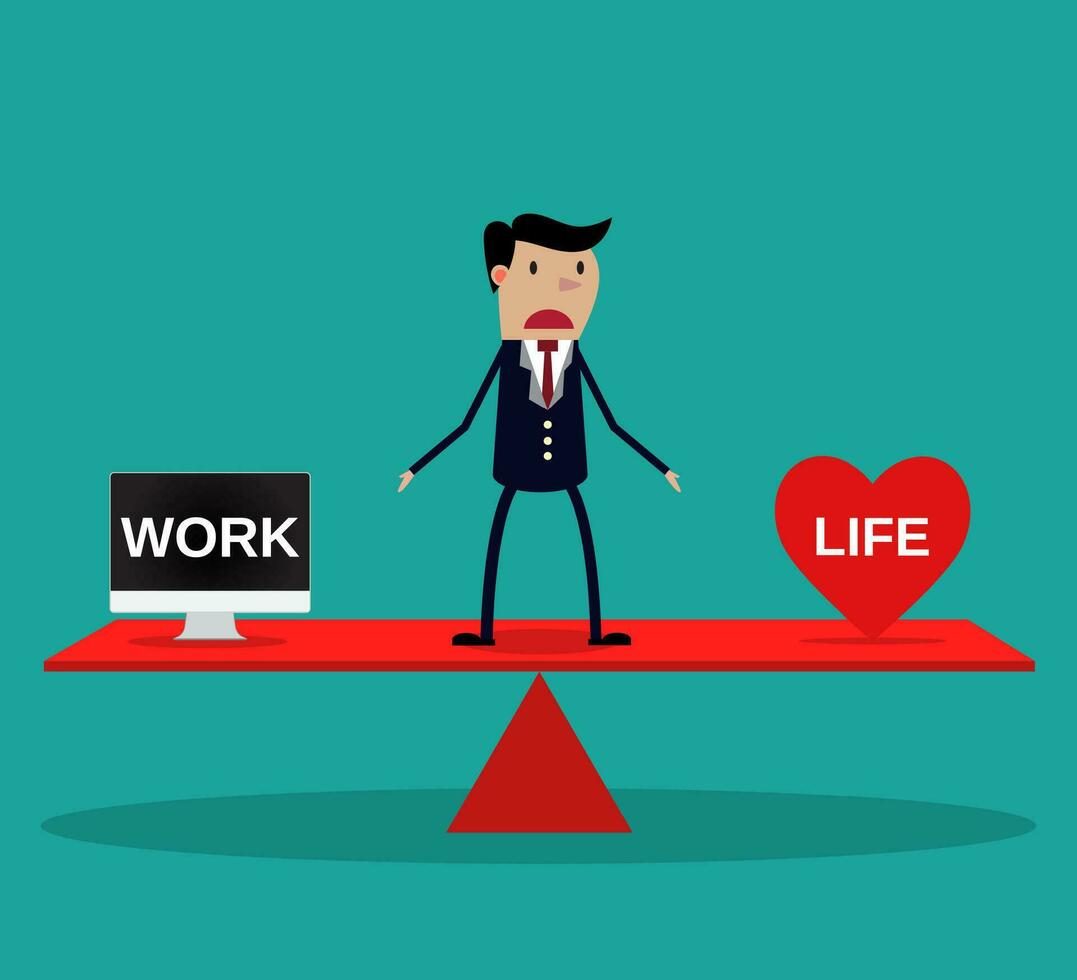 zakenman evenwicht werk en leven. vector