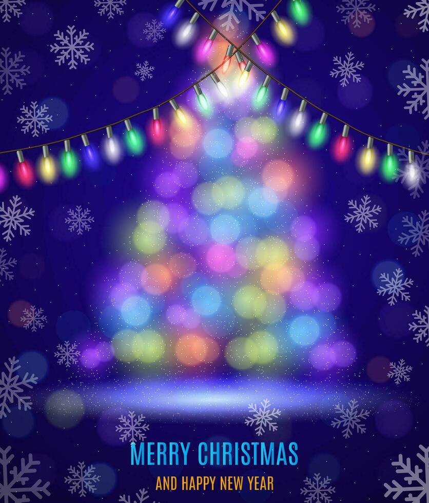 glimmend Spar boom met Kerstmis lichten. vector