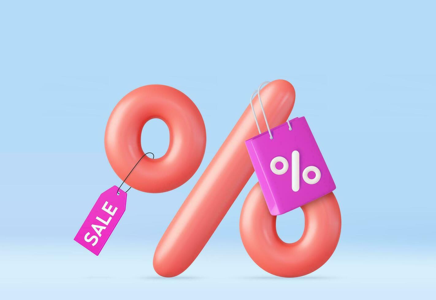 3d percentage symbool met label Aan het vector