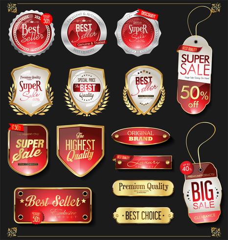 Luxe premium gouden insignes en labels vector