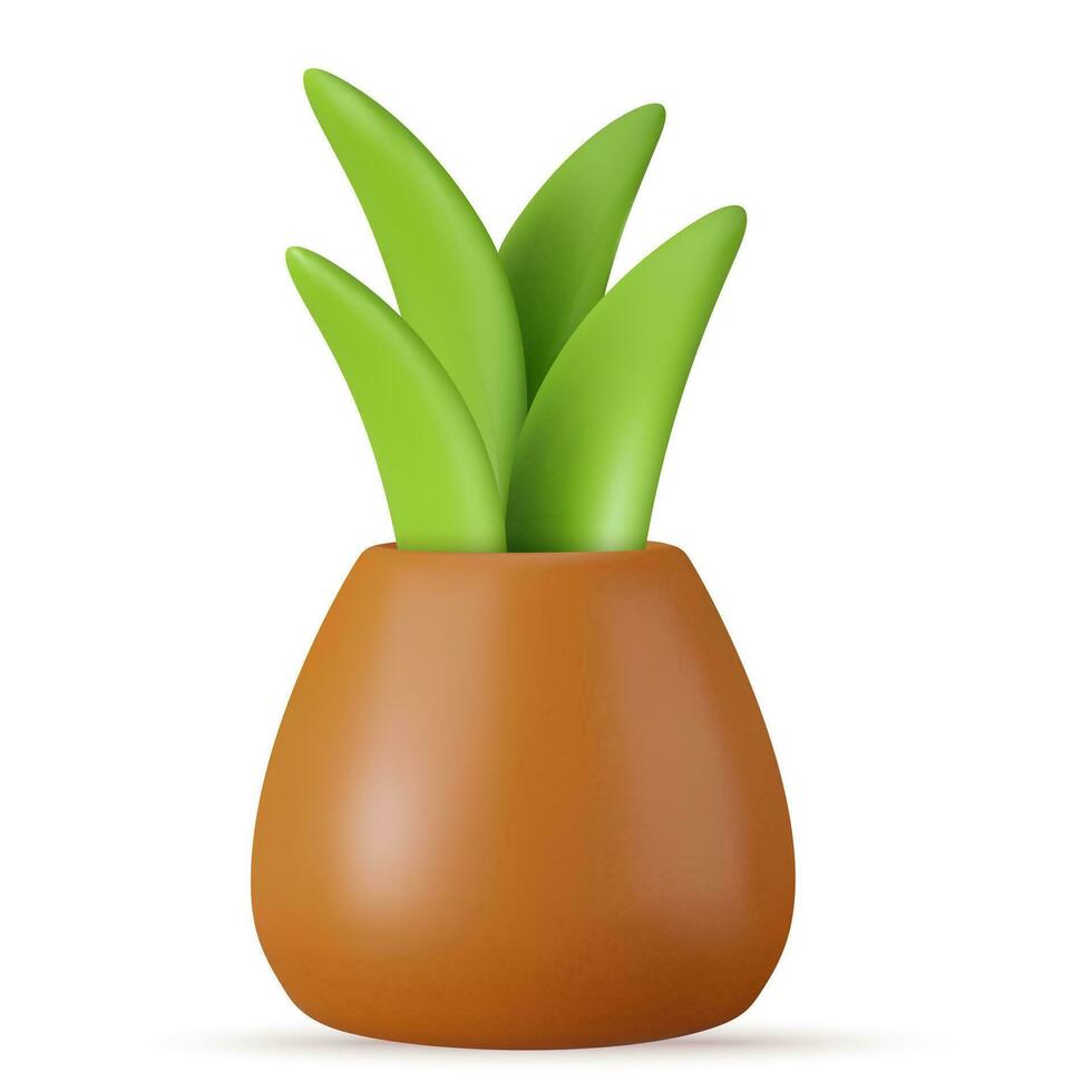 3d groen planten in pot ik vector