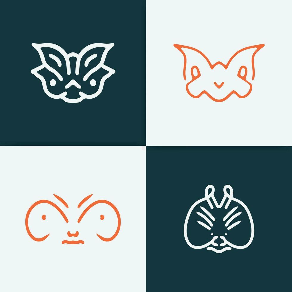 vier verschillend types van dier en insect logos vector