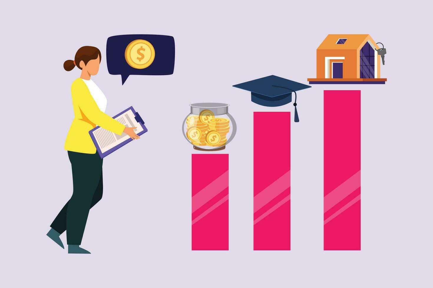 besparing geld, analyseren, planning persoonlijk begroting, investeren. financieel beheer concept. gekleurde vlak vector illustratie geïsoleerd.