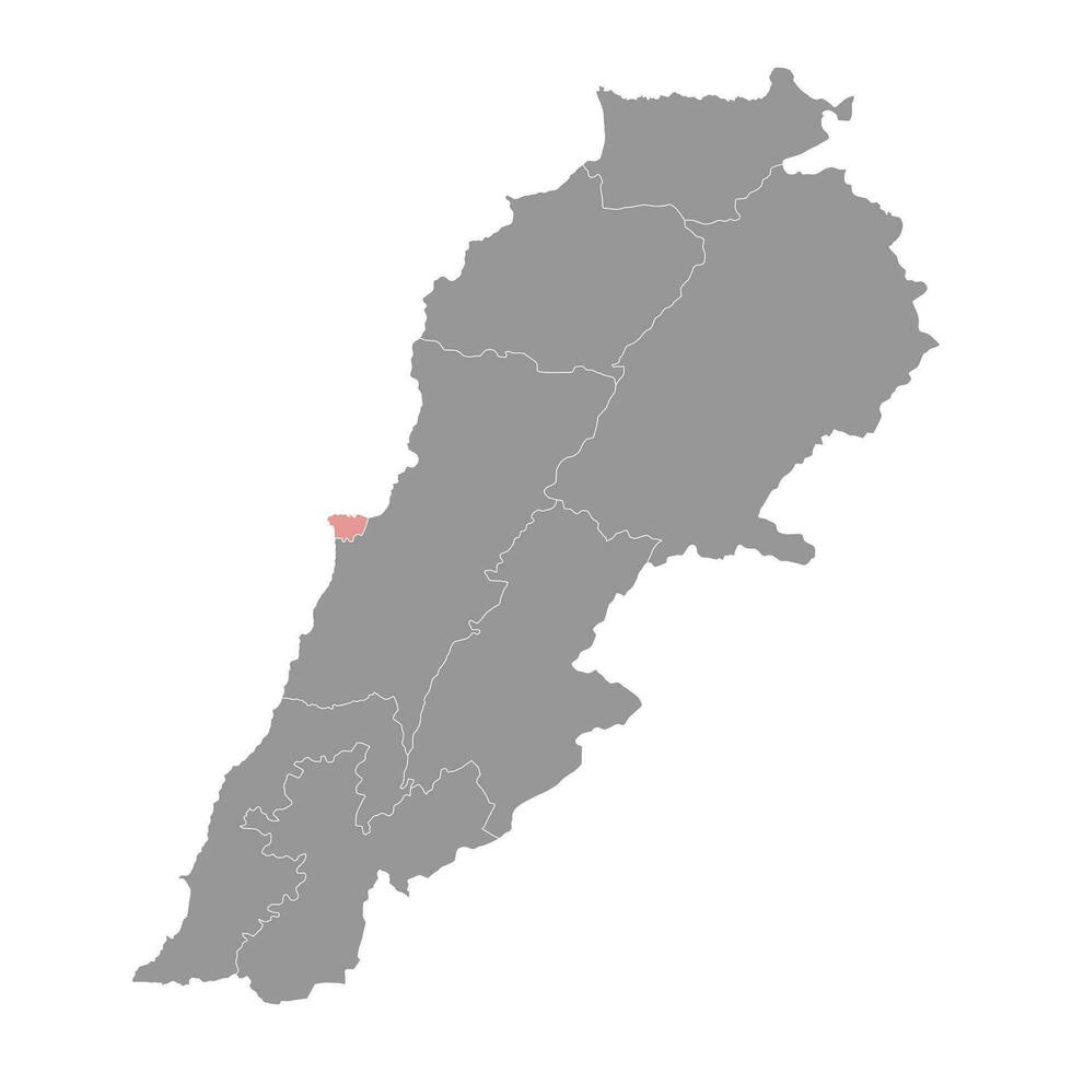 Beiroet gouvernement kaart, administratief divisie van Libanon. vector illustratie.