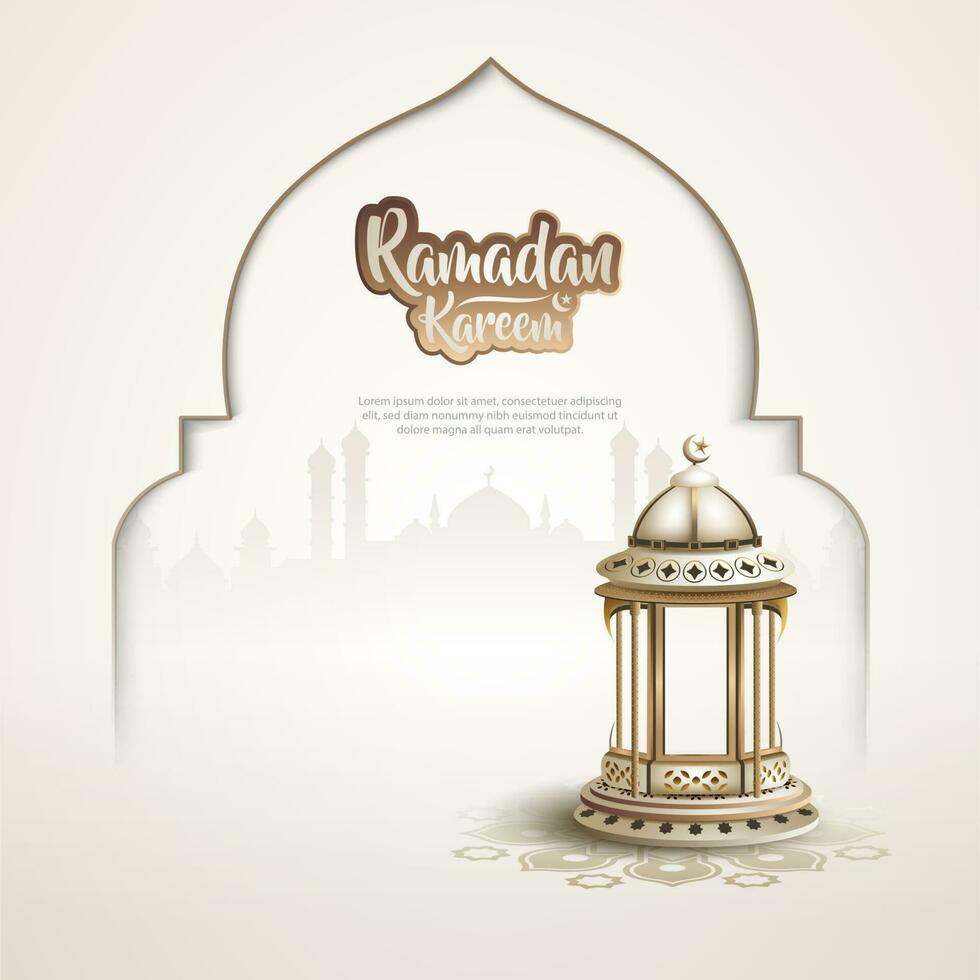 Islamitisch groet Ramadan kareem kaart ontwerp met lantaarn vector
