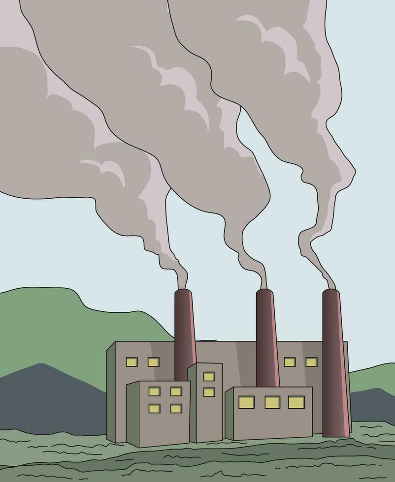emissie van schadelijk gassen van de schoorstenen.eps vector