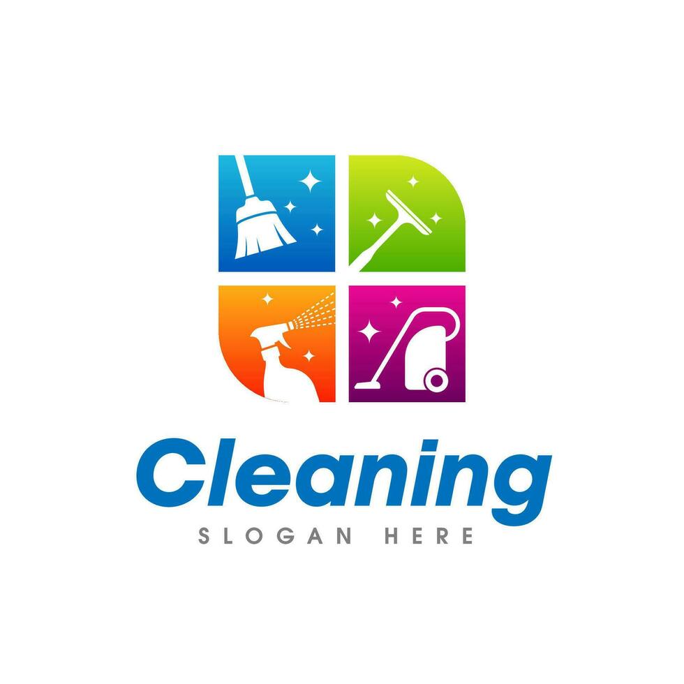 creatief schoonmaak onderhoud bedrijf logo symbool icoon ontwerp sjabloon vector