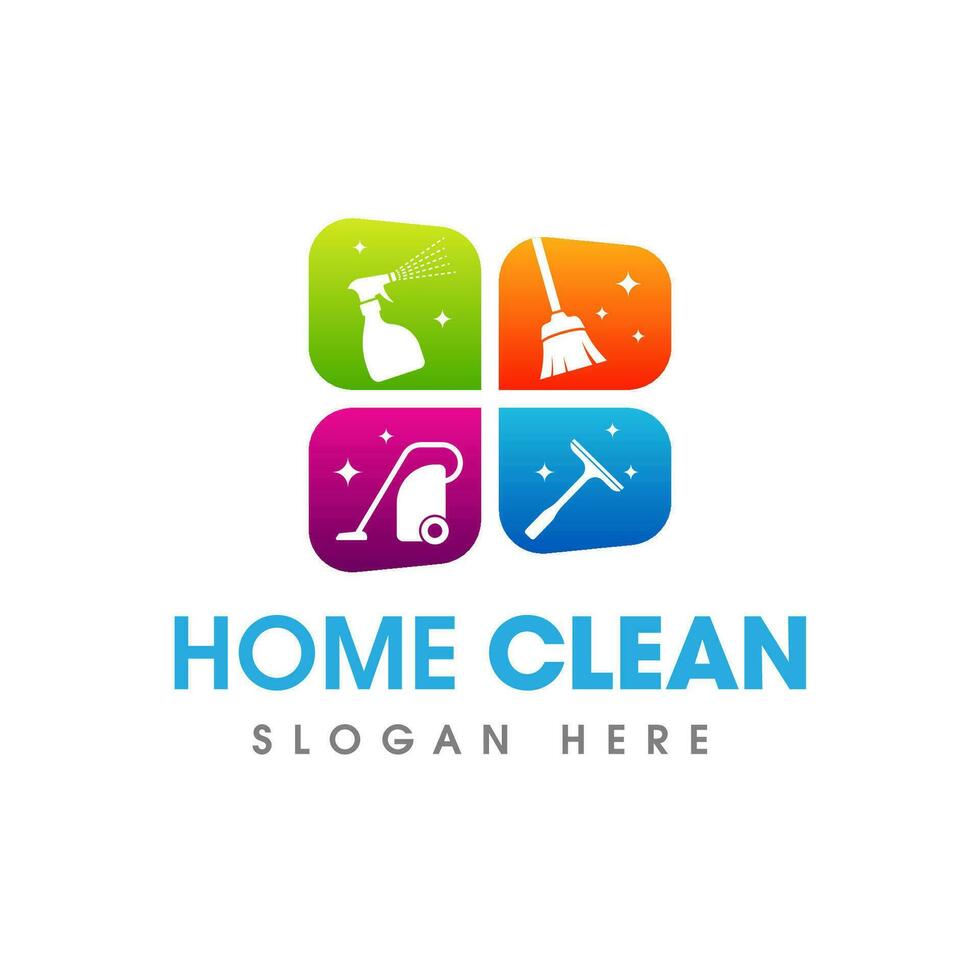 creatief schoonmaak onderhoud bedrijf logo symbool icoon ontwerp sjabloon vector