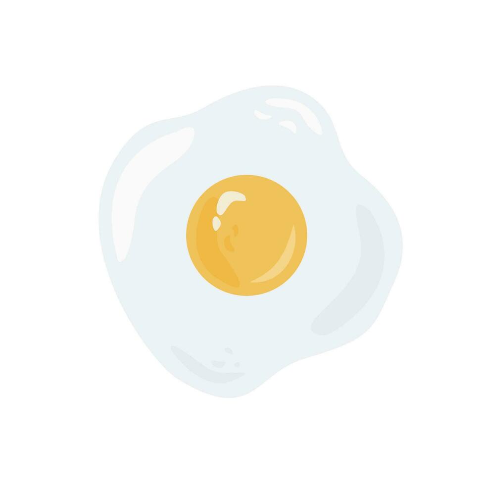 gebakken zonnig kant omhoog ei met een geel dooier vector illustratie. gezond aan het eten, dieet Product. ontbijt gerecht, lunch maaltijd top visie. ei eiwit geïsoleerd Aan wit achtergrond in vlak tekenfilm stijl.