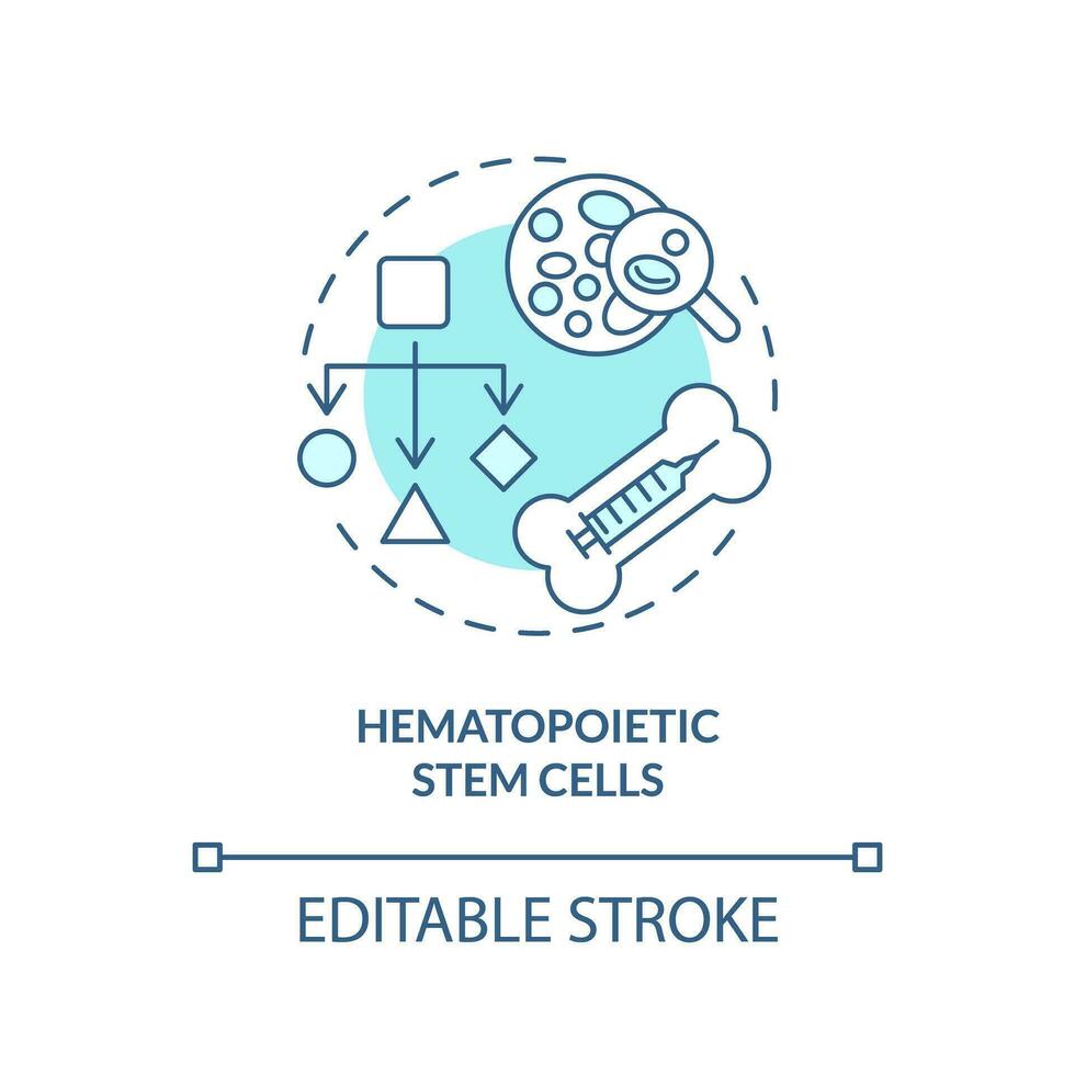 2d bewerkbare blauw hematopoietisch stam cellen icoon, monochromatisch geïsoleerd vector, dun lijn illustratie vertegenwoordigen cel therapie. vector