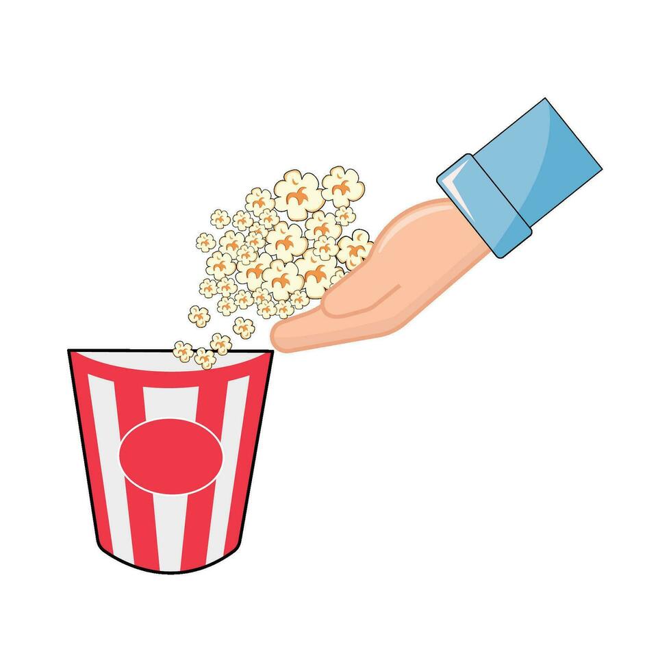 popcorn in hand- illustratie vector
