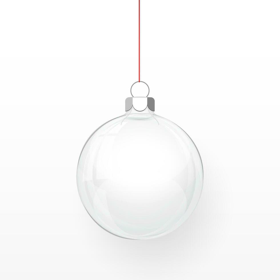 glas transparant Kerstmis bal. Kerstmis glas bal Aan transparant achtergrond. vakantie decoratie sjabloon. vector illustratie