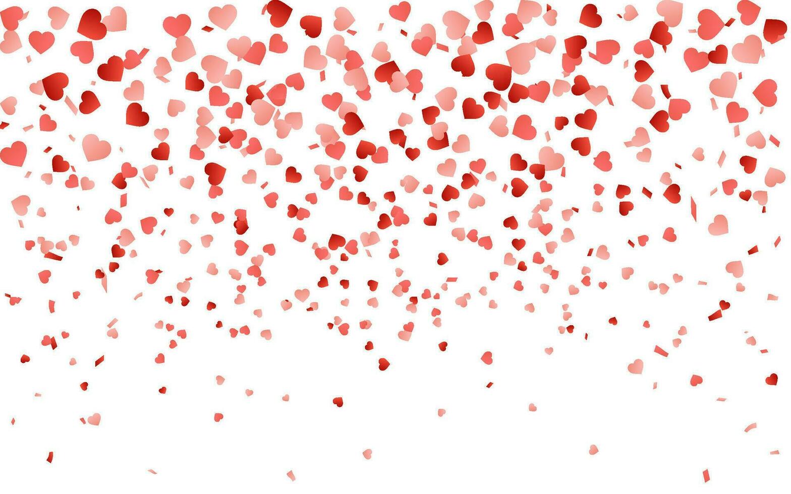 rood patroon van willekeurig vallend harten confetti. grens ontwerp element voor feestelijk banier, groet kaart, ansichtkaart, bruiloft uitnodiging, valentijnsdag dag en opslaan de datum kaart. vector illustratie