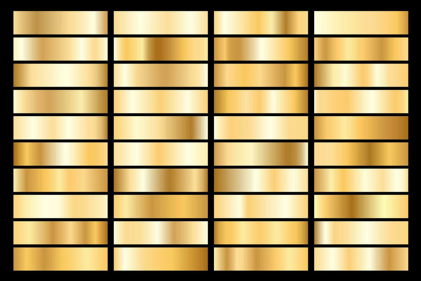 verzameling van gouden metalen verloop. briljant borden met goud effect. vector illustratie