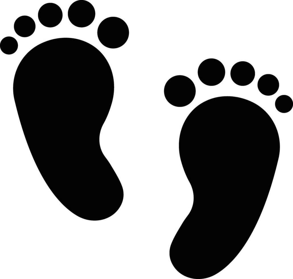 voetafdrukken menselijk icoon in vlak silhouet, geïsoleerd Aan schoen zolen afdrukken laarzen, baby, Mens, Dames voet afdrukken betreden indruk icoon blootsvoets. vector voor appjes, website