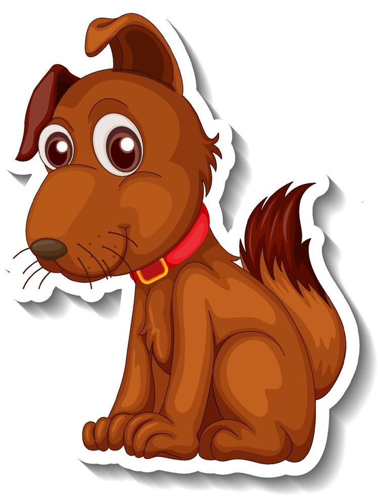 kleine schattige bruine hond cartoon sticker vector