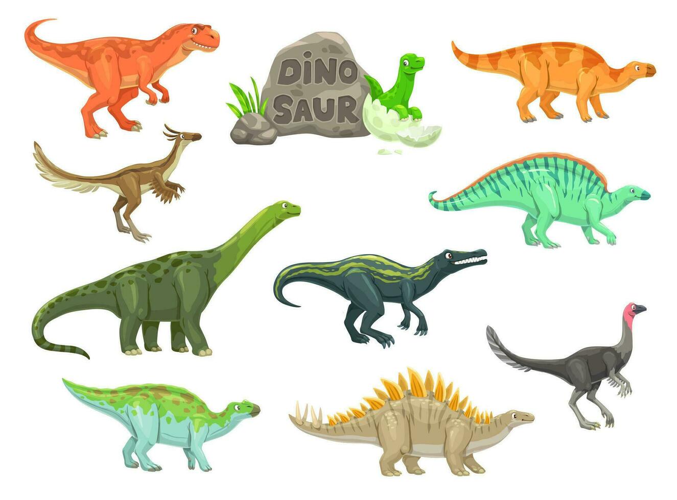 tekenfilm dinosaurussen geïsoleerd grappig tekens vector