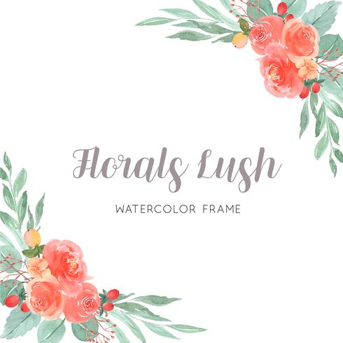 Aquarel florals hand geschilderd met tekst kransen frame rand, weelderige bloemen vector