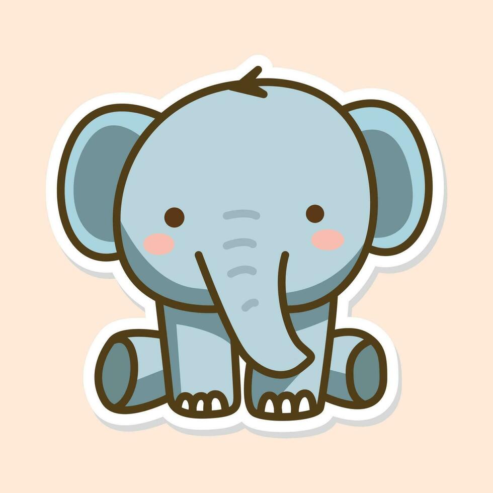 schattig olifant zittend en golvend hand- tekenfilm vector icoon illustratie. dier liefde icoon concept geïsoleerd premie vector. vlak tekenfilm stijl