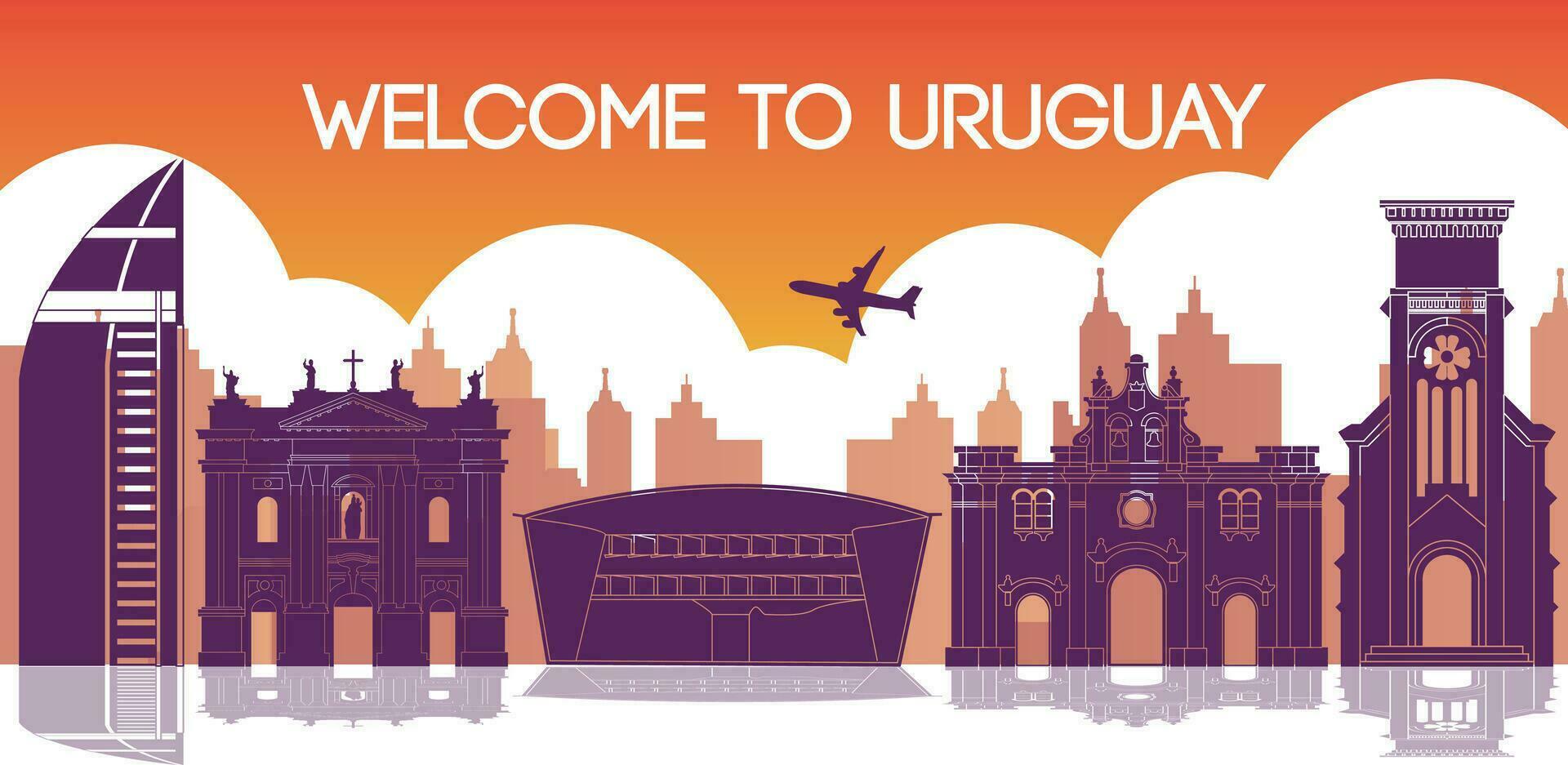 Uruguay beroemd oriëntatiepunten silhouet stijl vector