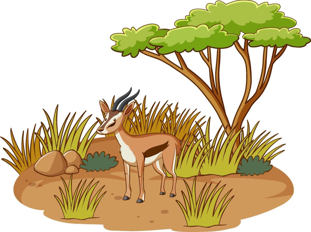 Impala in savannebos op witte achtergrond vector