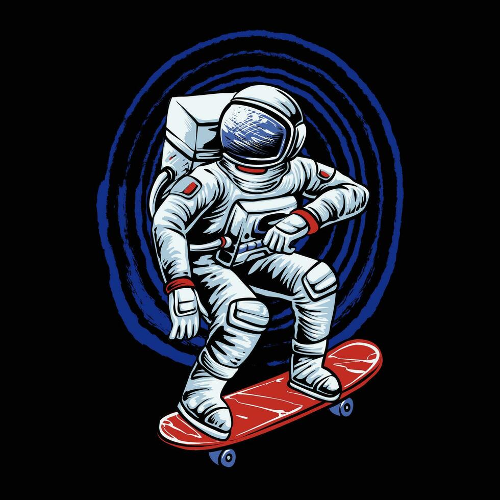 skateboarden astronaut rijden vector illustratie