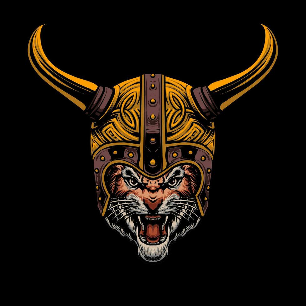 viking tijger helm vector illustratie
