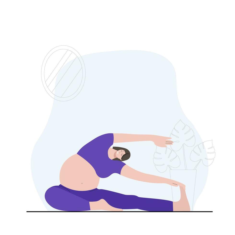 zwanger vrouw aan het doen yoga. zwangerschap Gezondheid vector illustratie