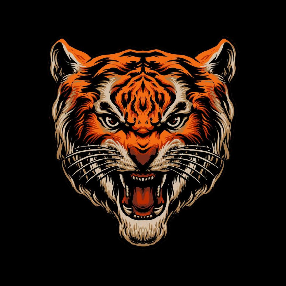 de brullen tijger hoofd illustratie vector