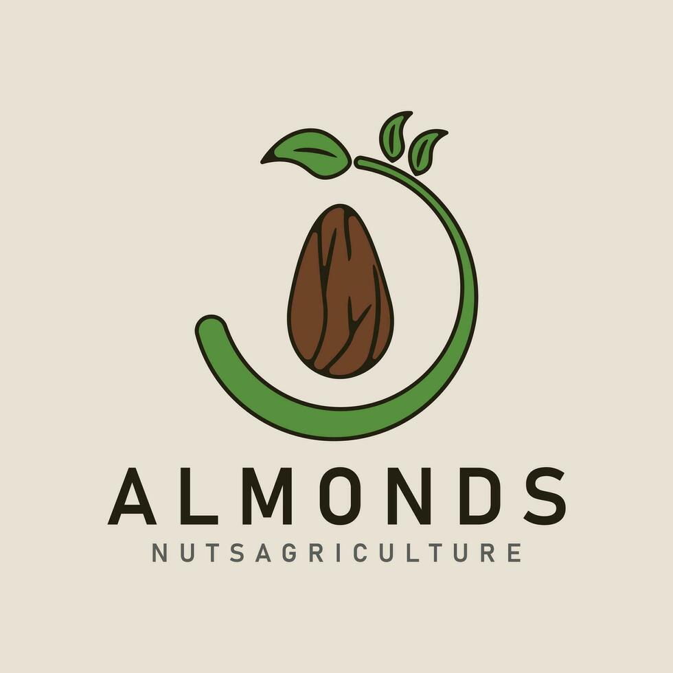 amandelen noten natuur boerderij wijnoogst logo icoon en symbool vector illustratie minimalistische ontwerp