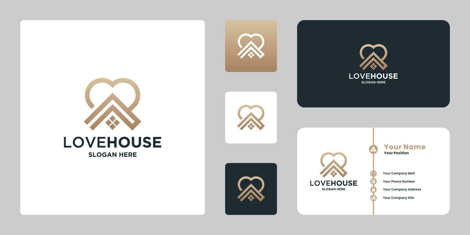 minimalistische liefde met huis combinatie logo ontwerp. vector