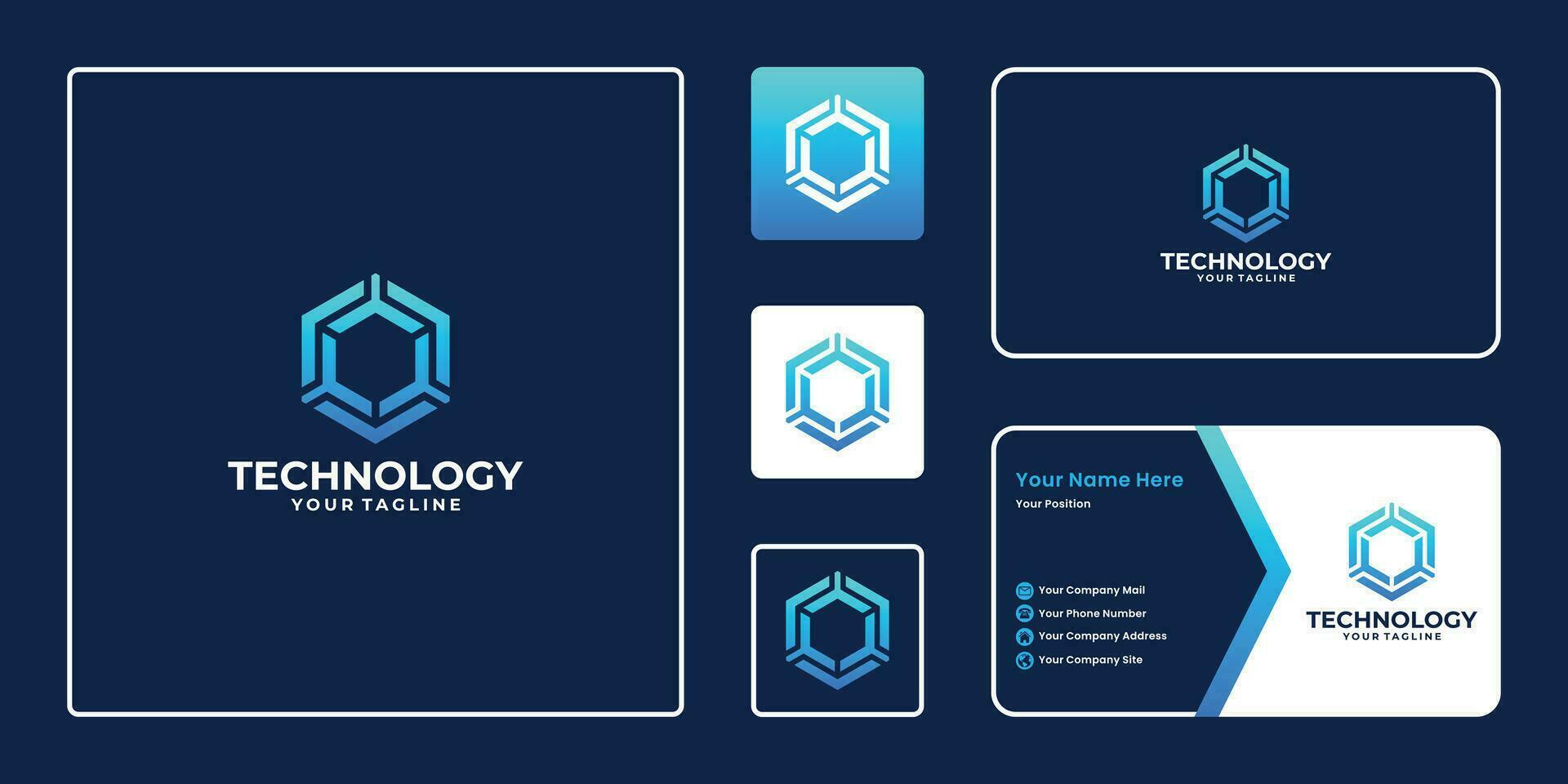 abstract technologie met zeshoek vorm logo ontwerp. vector